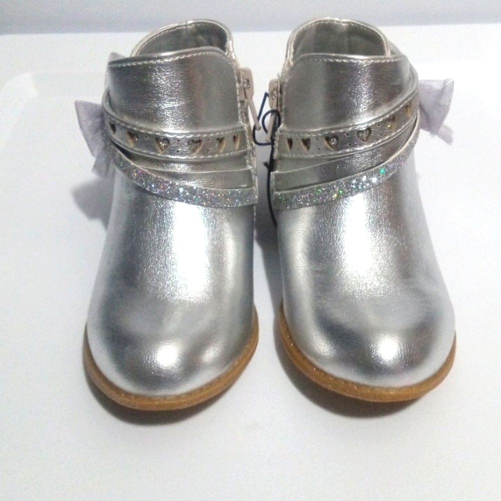 JELLYPOP SILVER GLITTER STRAPS ANKLE BOOTS TODDLER GIRLS SIZE 8 NWT